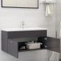 Mobile Bagno con Lavabo Integrato Grigio Lucido in Truciolato Mobile Bagno con Lavabo Integrato Grigio Lucido in Truciolato