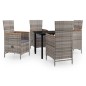 Set Mobili da Pranzo per Giardino 5 pz con Cuscini Grigio Set Mobili da Pranzo per Giardino 5 pz con Cuscini Grigio