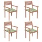 Sedie Giardino 4 pz e Cuscini Motivo a Foglie Massello di Teak Sedie Giardino 4 pz e Cuscini Motivo a Foglie Massello di Teak