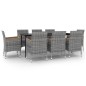 Set da Pranzo per Giardino 9 pz con Cuscini Polyrattan e Vetro Set da Pranzo per Giardino 9 pz con Cuscini Polyrattan e Vetro