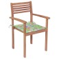 Sedie Giardino 4 pz e Cuscini Motivo a Foglie Massello di Teak Sedie Giardino 4 pz e Cuscini Motivo a Foglie Massello di Teak