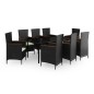 Set Mobili da Pranzo da Giardino 9 pz con Cuscini Nero Set Mobili da Pranzo da Giardino 9 pz con Cuscini Nero