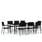 Set Mobili da Pranzo da Giardino 9 pz Nero Set Mobili da Pranzo da Giardino 9 pz Nero
