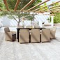 Set Mobili da Pranzo da Giardino 9 pz con Cuscini Marrone
