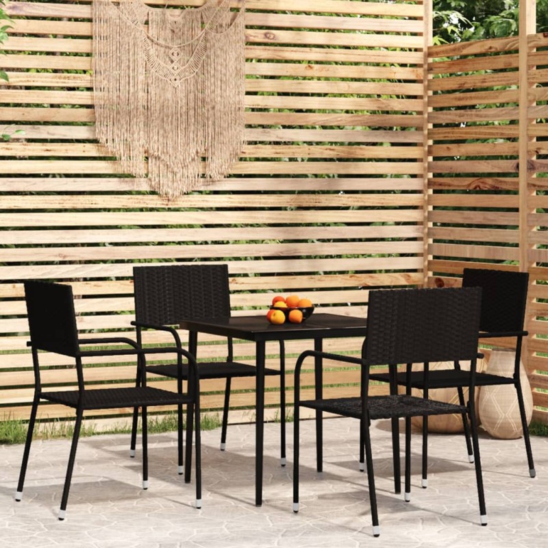 vidaXL Set Mobili da Pranzo da Giardino 5 pz Nero vidaXL Set Mobili da Pranzo da Giardino 5 pz Nero