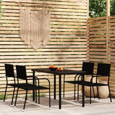 Set Mobili da Pranzo da Giardino 5 pz Nero