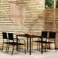 Set Mobili da Pranzo da Giardino 5 pz Nero