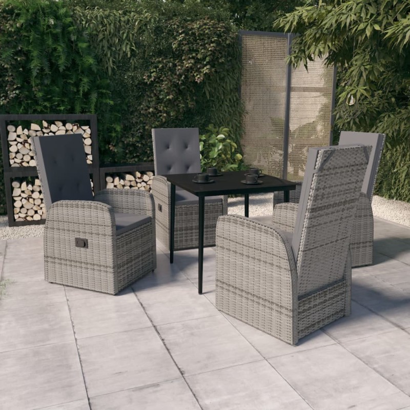 Set Mobili da Pranzo da Giardino con Cuscini 5 pz Grigio