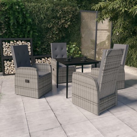 Set Mobili da Pranzo da Giardino con Cuscini 5 pz Grigio
