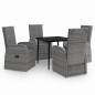 Set Mobili da Pranzo da Giardino con Cuscini 5 pz Grigio