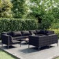 Set Divani da Giardino 10pz con Cuscini Polyrattan Grigio Scuro Set Divani da Giardino 10pz con Cuscini Polyrattan Grigio Scuro