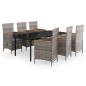 Set Mobili da Pranzo da Giardino 7 pz con Cuscini Grigio Set Mobili da Pranzo da Giardino 7 pz con Cuscini Grigio