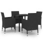 Set da Pranzo da Giardino 5 pz con Cuscini Polyrattan e Vetro Set da Pranzo da Giardino 5 pz con Cuscini Polyrattan e Vetro