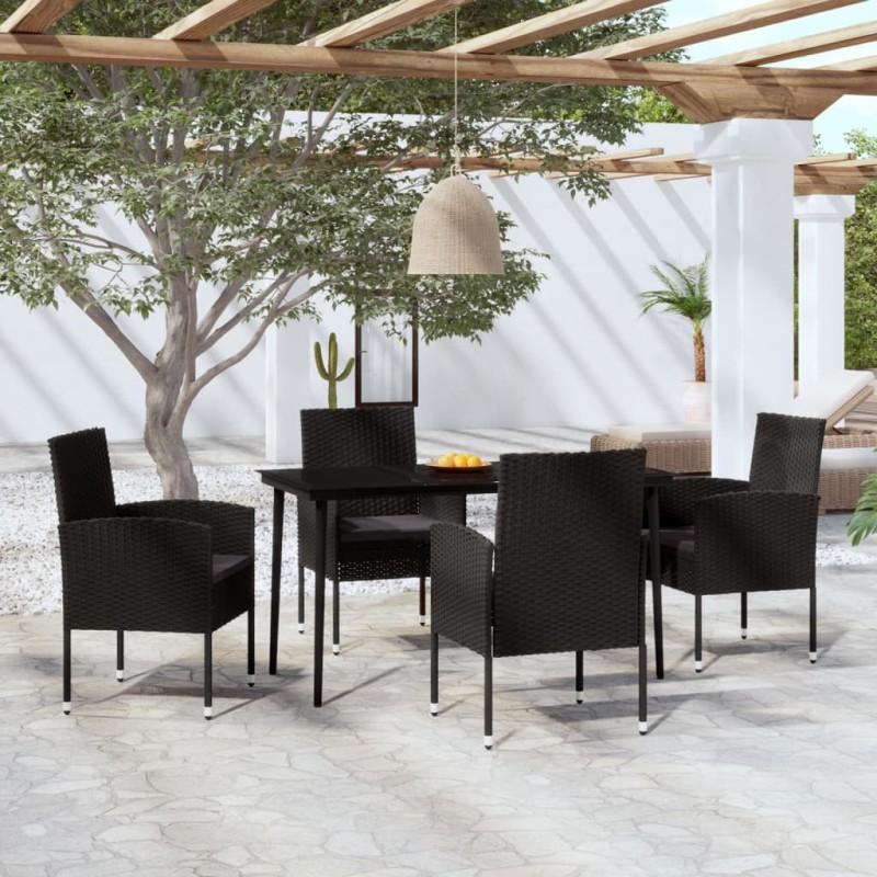 Set Mobili da Pranzo per Giardino 5 pz Nero Set Mobili da Pranzo per Giardino 5 pz Nero