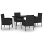 Set Mobili da Pranzo per Giardino 5 pz Nero Set Mobili da Pranzo per Giardino 5 pz Nero