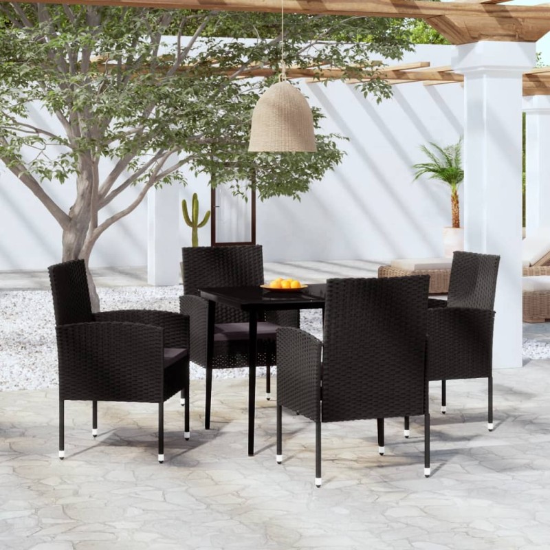 Set Mobili da Pranzo per Giardino 5 pz Nero Set Mobili da Pranzo per Giardino 5 pz Nero