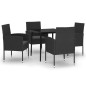 Set Mobili da Pranzo per Giardino 5 pz Nero Set Mobili da Pranzo per Giardino 5 pz Nero