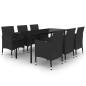 Set da Pranzo da Giardino 7 pz e Cuscini in Polyrattan e Vetro Set da Pranzo da Giardino 7 pz e Cuscini in Polyrattan e Vetro