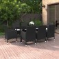 Set da Pranzo per Giardino 9 pz con Cuscini Polyrattan e Vetro Set da Pranzo per Giardino 9 pz con Cuscini Polyrattan e Vetro