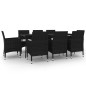 Set da Pranzo per Giardino 9 pz con Cuscini Polyrattan e Vetro Set da Pranzo per Giardino 9 pz con Cuscini Polyrattan e Vetro