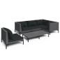 Set Divani Giardino 6 pz con Cuscini in Polyrattan Grigio Scuro Set Divani Giardino 6 pz con Cuscini in Polyrattan Grigio Scuro