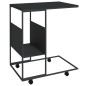 vidaXL Tavolino con Ruote Nero 55x36x63,5 cm in Legno Multistrato vidaXL Tavolino con Ruote Nero 55x36x63,5 cm in Legno Multistrato