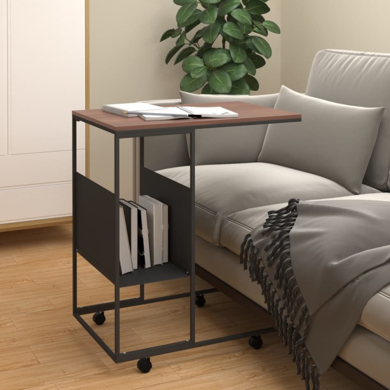 Tavolino con Ruote Nero 55x36x63,5 cm in Legno Multistrato Tavolino con Ruote Nero 55x36x63,5 cm in Legno Multistrato