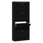 Scarpiera Nera 63x24x147 cm in Legno Multistrato Scarpiera Nera 63x24x147 cm in Legno Multistrato