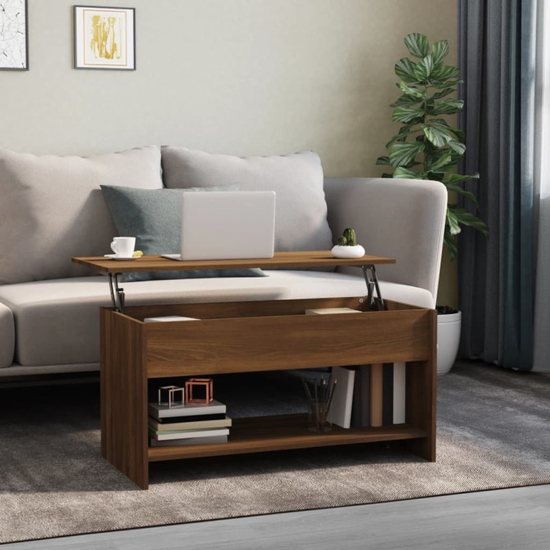 Tavolino Salotto Rovere Marrone 102x50x52,5cm Legno Multistrato Tavolino Salotto Rovere Marrone 102x50x52,5cm Legno Multistrato