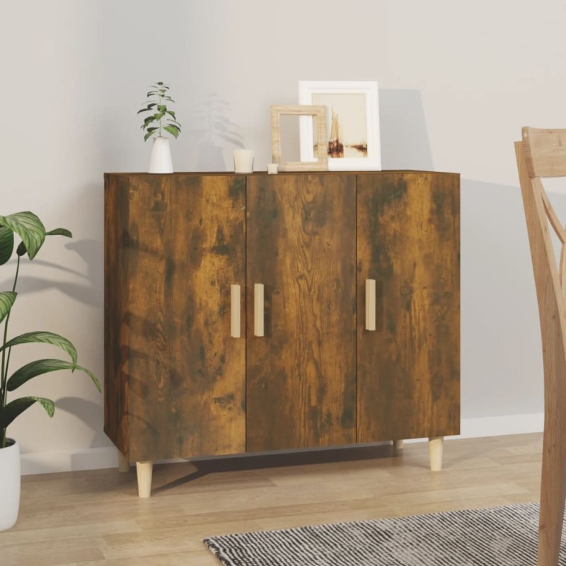 Credenza Rovere Fumo 90x34x80 cm in Legno Multistrato Credenza Rovere Fumo 90x34x80 cm in Legno Multistrato