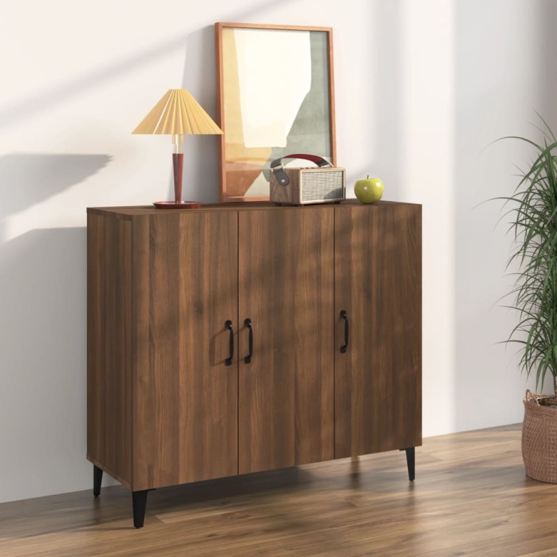 Credenza Rovere Marrone 90x34x80 cm in Legno Multistrato Credenza Rovere Marrone 90x34x80 cm in Legno Multistrato