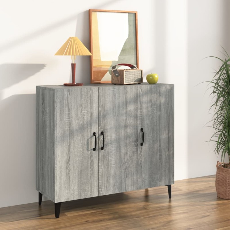 Credenza Grigio Sonoma 90x34x80 cm in Legno Multistrato Credenza Grigio Sonoma 90x34x80 cm in Legno Multistrato