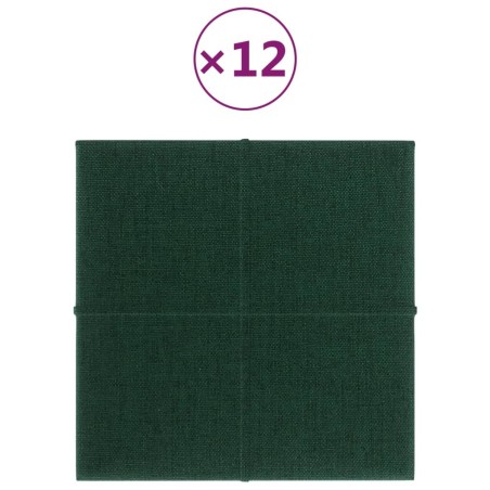 Pannelli Murali 12 pz Verde Scuro 30x30 cm in Tessuto 1,08 m²