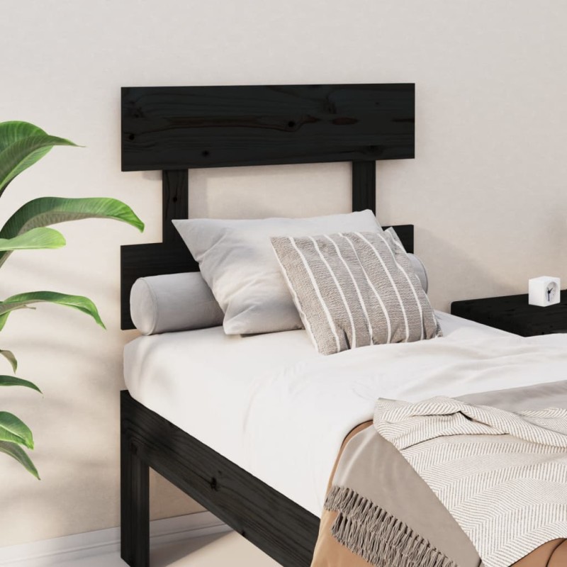 Testiera per Letto Nera 103,5x3x81 cm in Legno Massello di Pino Testiera per Letto Nera 103,5x3x81 cm in Legno Massello di Pino