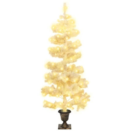 Albero di Natale a Spirale con Vaso e LED Bianco 120 cm PVC
