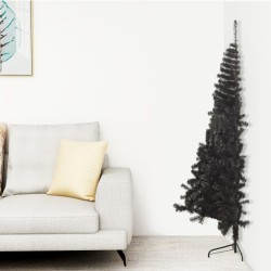 Albero di Natale Artificiale a Metà con Base Nero 240 cm PVC