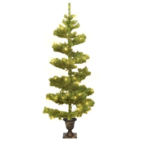 vidaXL Albero di Natale Preilluminato con Vaso Verde 120 cm in PVC