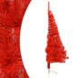 Albero Natale Artificiale a Metà con Supporto Rosso 150 cm PVC