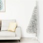 Albero di Natale Artificiale a Metà con Base Argento 150 cm PVC