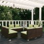 Set Divani da Giardino 8 pz con Cuscini in Polyrattan Marrone Set Divani da Giardino 8 pz con Cuscini in Polyrattan Marrone