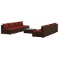 Set Divani da Giardino 9 pz con Cuscini in Polyrattan Marrone