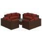 vidaXL Set Divani da Giardino 9 pz con Cuscini in Polyrattan Marrone vidaXL Set Divani da Giardino 9 pz con Cuscini in Polyrattan Marrone