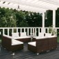 Set Divani da Giardino 8 pz con Cuscini in Polyrattan Marrone Set Divani da Giardino 8 pz con Cuscini in Polyrattan Marrone