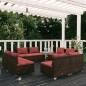 Set Divani da Giardino 8 pz con Cuscini in Polyrattan Marrone Set Divani da Giardino 8 pz con Cuscini in Polyrattan Marrone