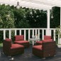 Set Divani da Giardino 4 pz con Cuscini in Polyrattan Marrone Set Divani da Giardino 4 pz con Cuscini in Polyrattan Marrone