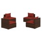 Set Divani da Giardino 4 pz con Cuscini in Polyrattan Marrone Set Divani da Giardino 4 pz con Cuscini in Polyrattan Marrone