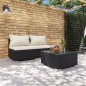 Set Divani da Giardino con Cuscini 3 pz in Polyrattan Nero Set Divani da Giardino con Cuscini 3 pz in Polyrattan Nero
