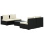 Set Divani da Giardino 5 pz con Cuscini in Polyrattan Nero Set Divani da Giardino 5 pz con Cuscini in Polyrattan Nero