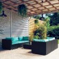Set Divani da Giardino 7 pz con Cuscini in Polyrattan Nero Set Divani da Giardino 7 pz con Cuscini in Polyrattan Nero