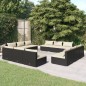 Set Divani da Giardino 12 pz con Cuscini in Polyrattan Nero Set Divani da Giardino 12 pz con Cuscini in Polyrattan Nero